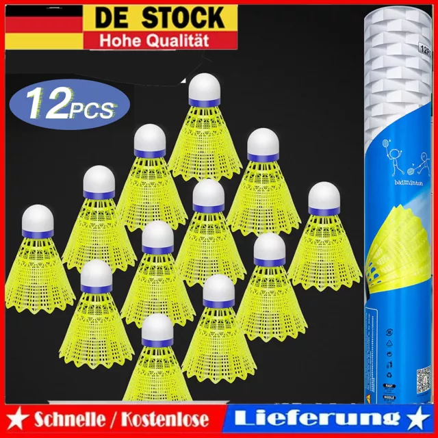 12ER Speedbadminton Federbälle schnell Badmintonbälle gelb neon Bälle Federball