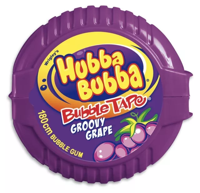 12 x WRIGLEYS HUBBA BUBBA BUBBLE TAPE GROOVY GRAPE PURPLE GUM BULK LOLLIES