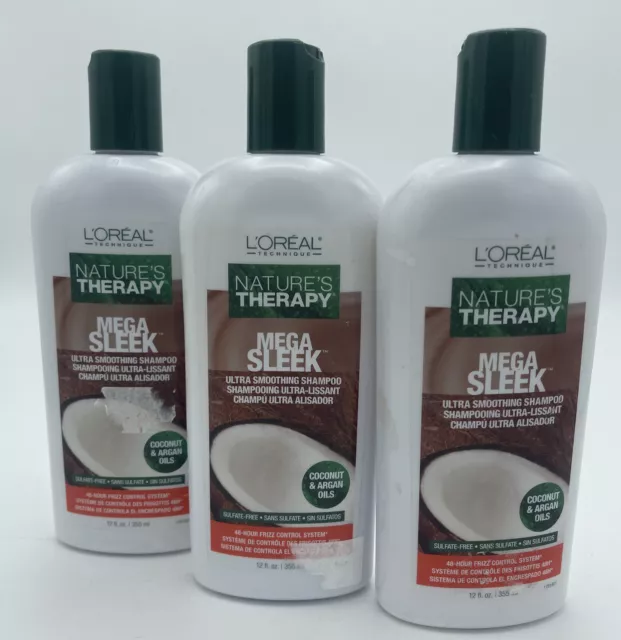 Lote de 3 champús ultra suavizantes L'Oreal Nature's Therapy Mega Elegante 12 oz Ea