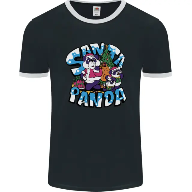 Funny Christmas Santa Panda Mens Ringer T-Shirt FotL