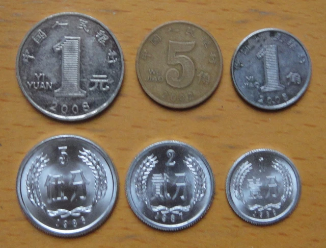 China coins  1 fen to 1 yuan set 6 pieces new edition