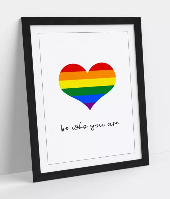 Sei Wer Du Bist Lgbtq Gay Pride Flagge Herz - Gerahmte Wandkunst Papier Druck Poster