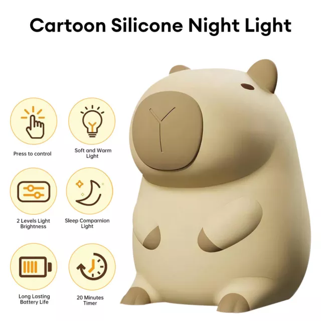 Creative Capybara LED Silicone Night Light kids Bedside/touch sensor Lamp Gift