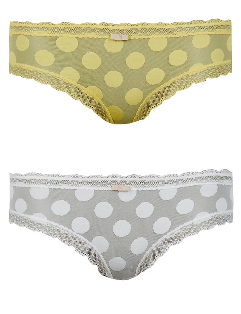 M&S LIMITED COLLECTION 2 Pack Spotted Mesh Brazilian Knickers T818749A BNWT