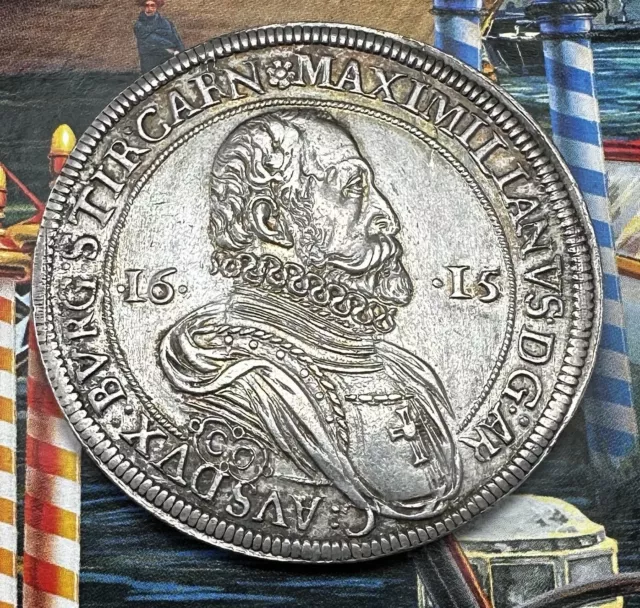 Almost Uncirculated 1615 Silver Thaler Coin - Austria / Teutonic, Maximilian III