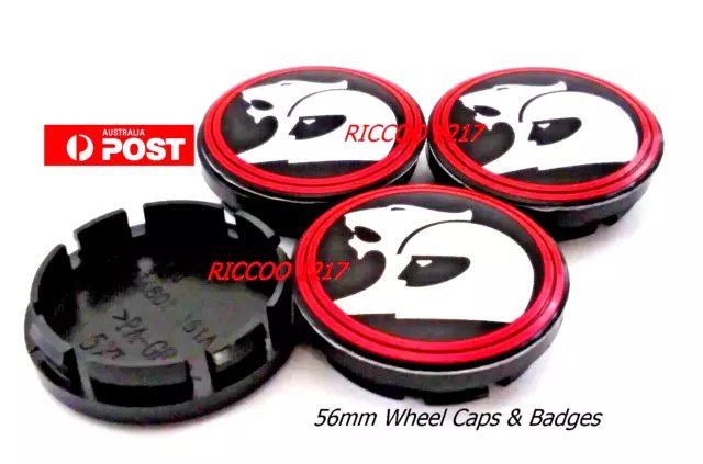 56mm wheel caps for Holden SS SSV chrome caps x 4 caps red black badges