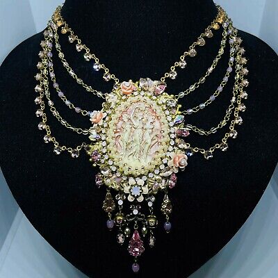 Necklace big Lovely Michal NEGRIN Crystals Flowers Made in Israel