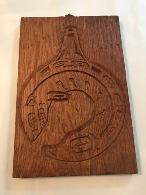 Early Carved Oak Tlingit Design Plaque “Shark” Alaska Unsigned