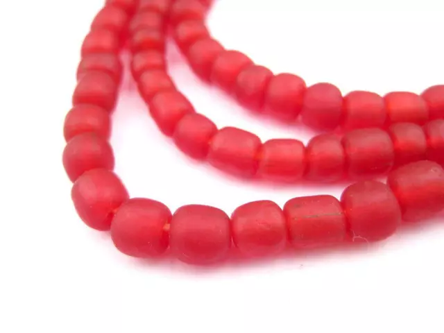 Red Java Glass Beads 5mm Indonesia Cylinder 24 Inch Strand