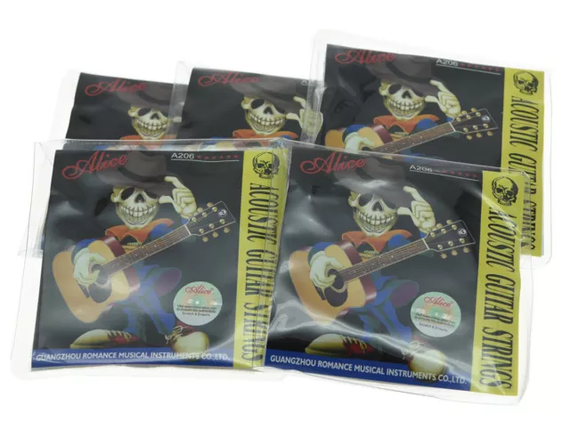 5 Set Alice Stainless Steel Folk Acoustic Guitar Strings Light Tension .012-.053