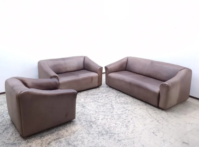 De Sede ds 47 set designer sofa vintage real leather sofa armchair couch function