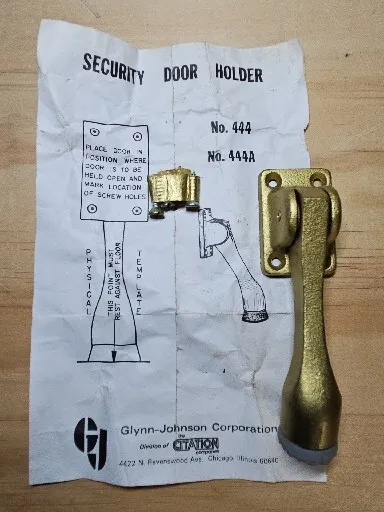 Glynn Johnson Vintage Security Door Stays #444 Brass Color Finish USA