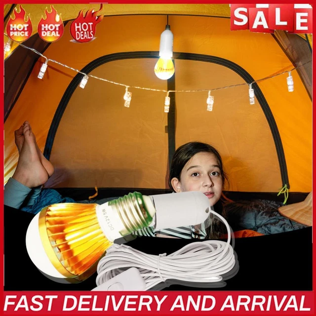LED E27 Solar Bulb Light Anti-Glare High Lumen Bulb with Cable for House Office
