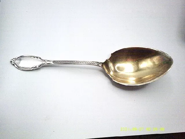 1866 Gorham Mfg. Co LARGE silver plate w Gold Wash "Roman" Serving Spoon