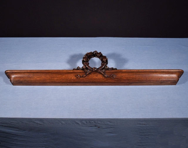 *52" French Antique Crest/Pediment/Crown in Solid Oak Wood Highly Carved 2