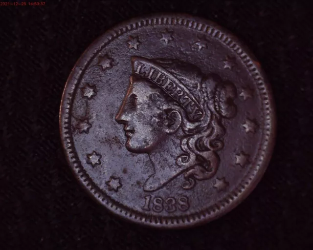 1838  Matron Head Large Cent Very Nice Detail # HC025