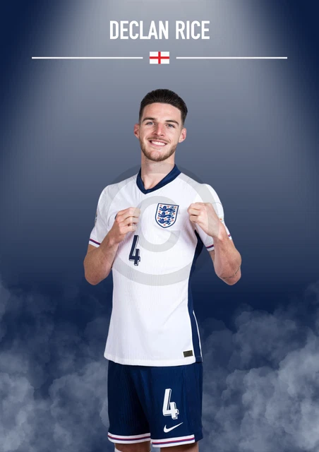 DECLAN RICE, ENGLAND, Euro 2024, Football, Photo Print, Poster, A4 £15. ...
