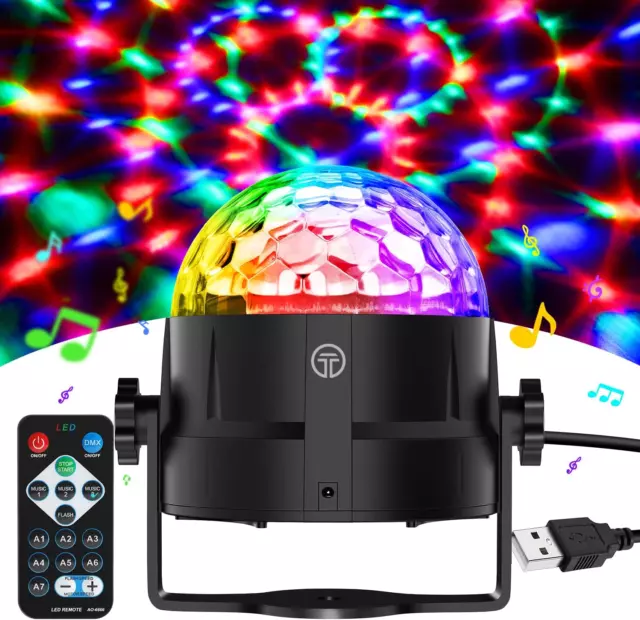 Lampe de Scène,Jeux de lumière Soirée Boule à Facette à Télécommande LED  Disco Eclairage DJ spot Soirée