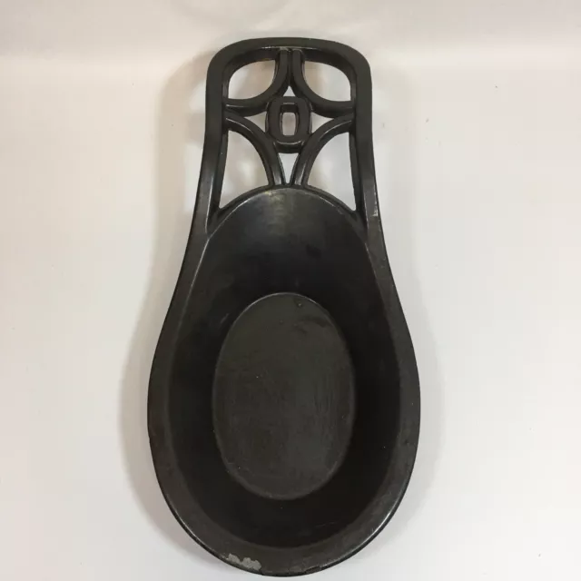 Cast Iron Spoon Rest Black Rubberized Design DAMAGE