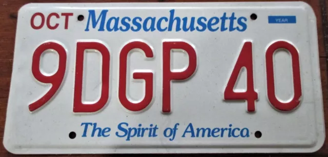 Massachusetts Spirit Of America License Plate #  9 Dgp 40 Excellent Condition