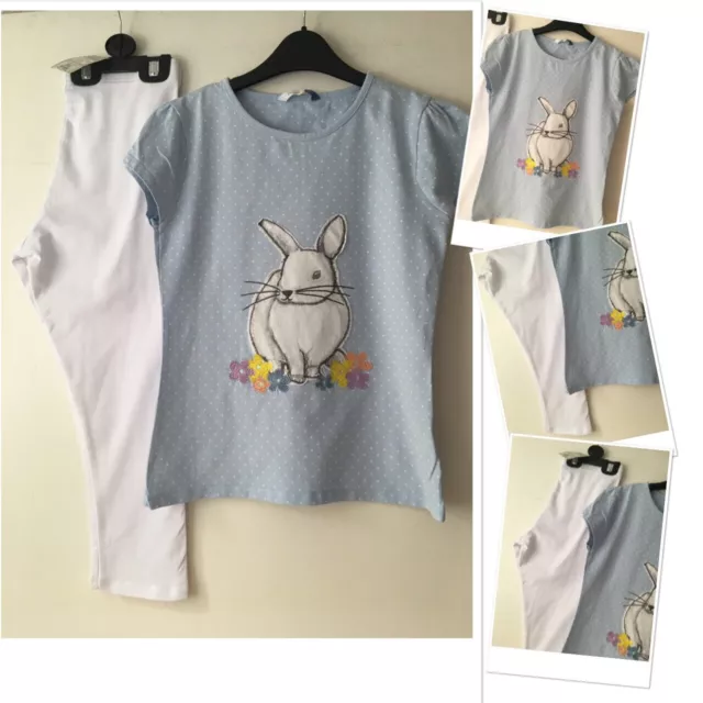 John Lewis girls bunny theme polka top exc  u & new prk 3/4 leggings 10-11 years