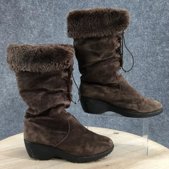 Khombu Boots Womens 9 M Bellini Lea Tall Shearling Winter Snow Boot Brown Suede