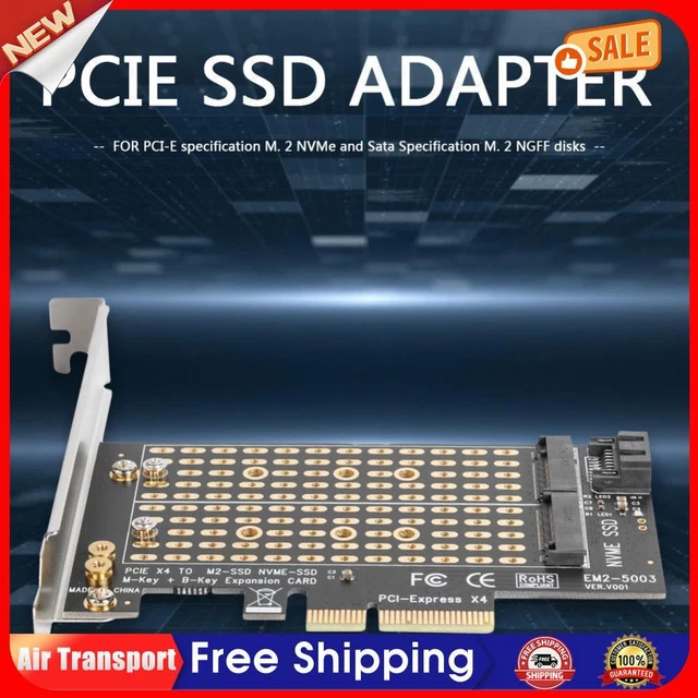 M+B Key M.2 NVME SSD to PCIE SATA Adapter Expansion Card for 2230 2242 2260 2280