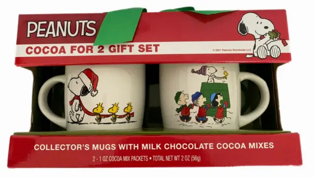 Peanuts Cocoa For 2 Gift Set Mugs Snoopy Charlie Brown Lucy Linus Sally Franklin
