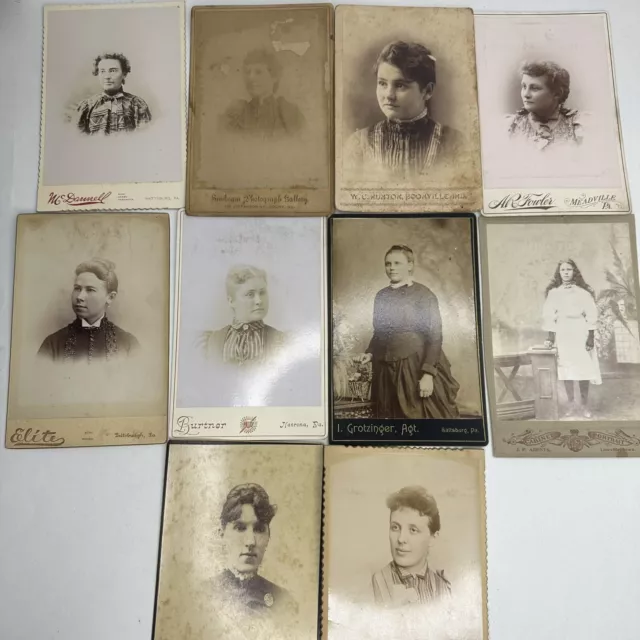 Antique Cabinet Card Photo Lot of 15 Women Louisiana Pennsylvania Iowa Illinois