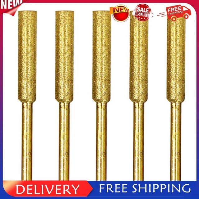 5pcs/Set Diamond Coated Grinding File Stone Heads Drill Bit (4.8mm Gold)