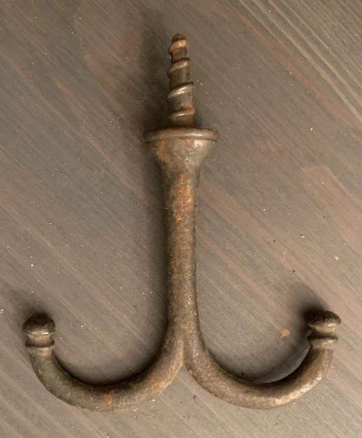 Vintage Double Hook Porch Plant Kitchen Cup Ceiling Coat Hook 2.5" wide 