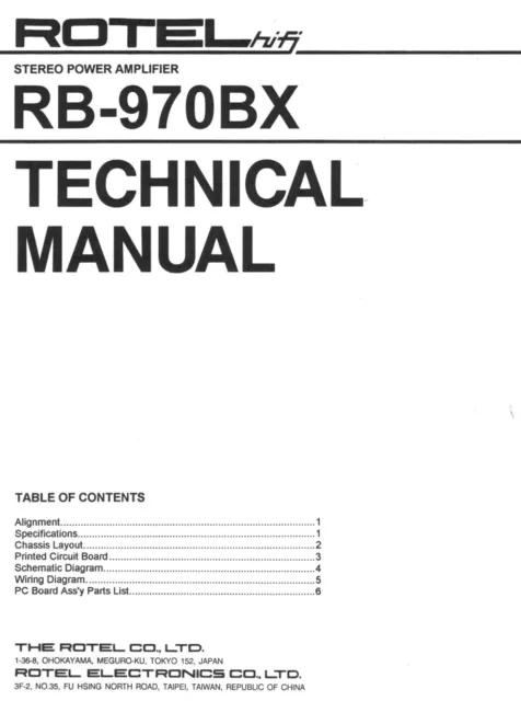 Servizio Manuale di Istruzioni per Rotel RB-970 Bx