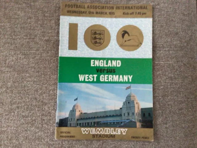 an england v west germany international football centenary programme 12/3/1975