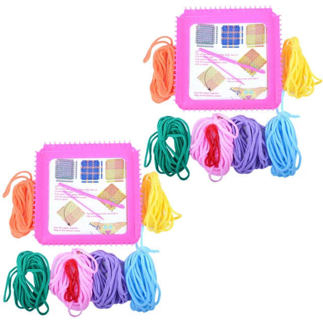 2 juegos de juguetes para niños hágalo usted mismo telar lazos con ollas Elastic Rope Weaving Cr