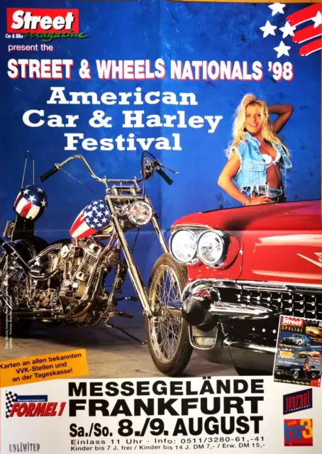 AMERICAN HARLEY FESTIVAL 1998 FFM - orig. Promo Poster - Werbe Plakat - F/U 1472