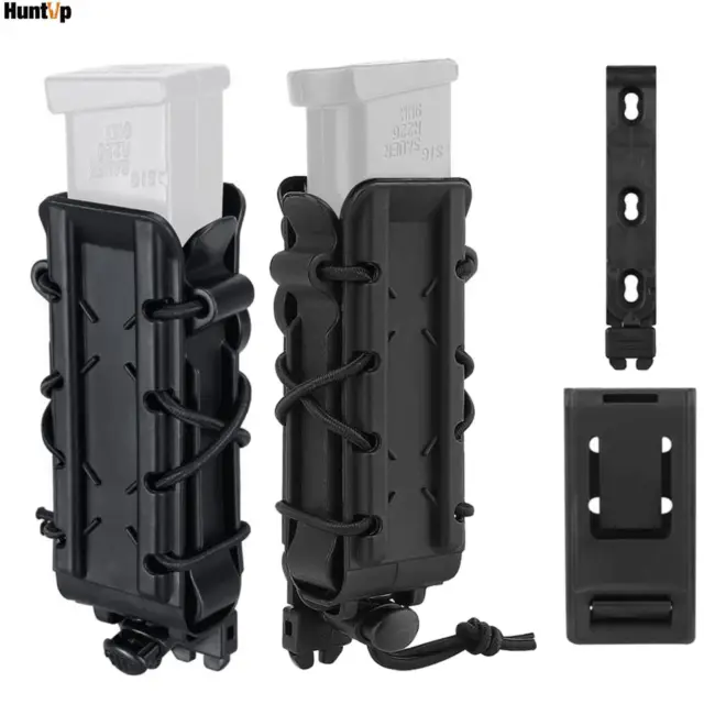 1 2 Pack Tactical Molle Magazine Pouch for 9mm Pistol Mag Holder Carrier Black