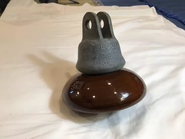 1960 Locke Electric Bell Large High Voltage Insulator Ceramic Compression Cap
