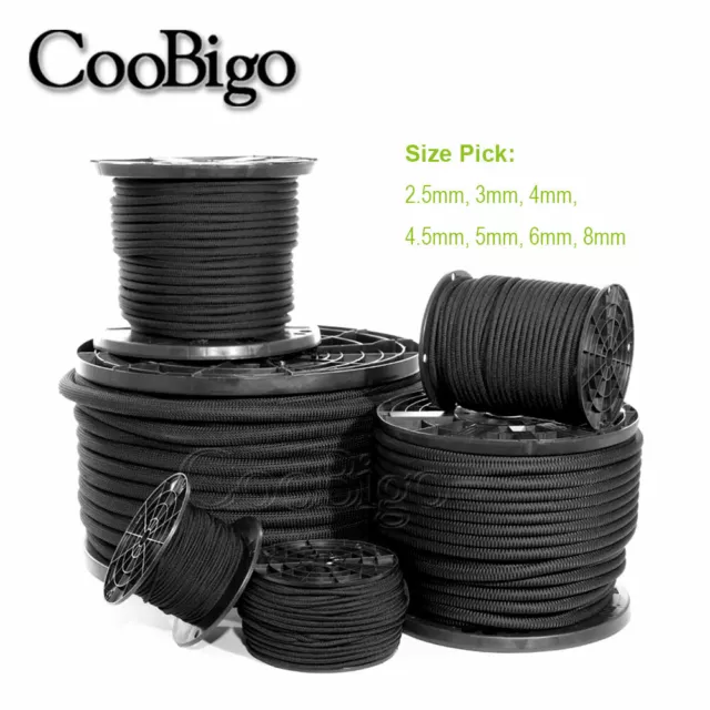 2.5~8mm Black Elastic Bungee Shock Cord Rope Marine Grade Tie Down Stretch Rope