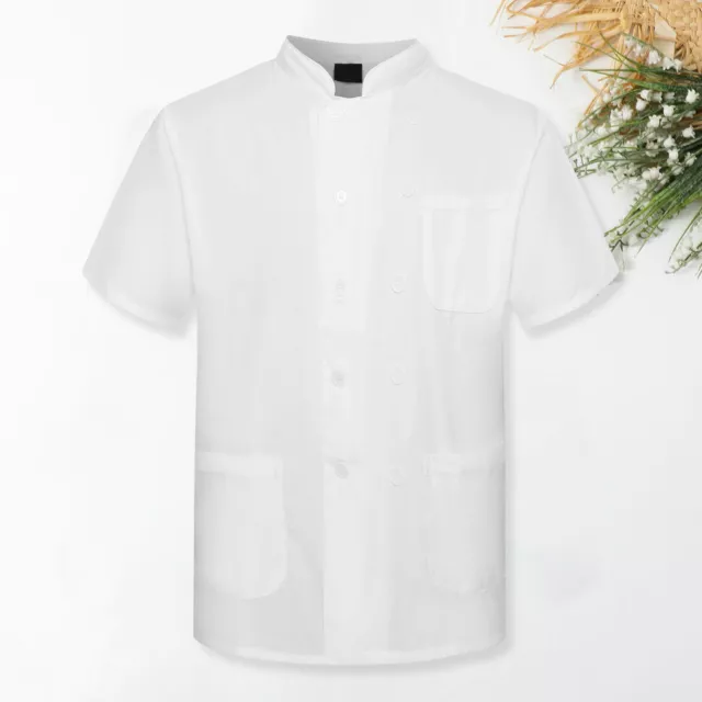 Stand Collar Chef Uniforms Line Decoration Tops Stylish Unisex