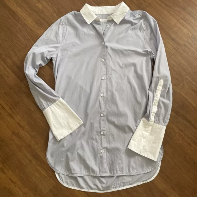 Equipment Femme Shirt Womens Medium Arlette Collared Button Down Up Blue White