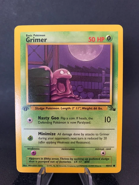 Pokémon Cards - Grimer - 48/62 - 1st Edition - Fossil - 1999 WOTC