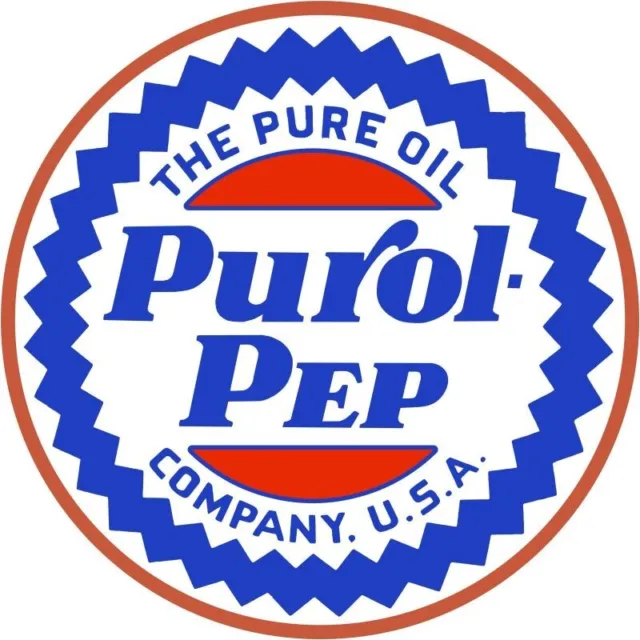 Pure Oil Co. Purol Pep Gasoline NEW Metal Sign: 14" Dia. Steel Round Style