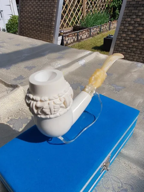 Meerschaumpfeife  aus 100% Block-Meerschaum mit Filter und Muster Nr.2