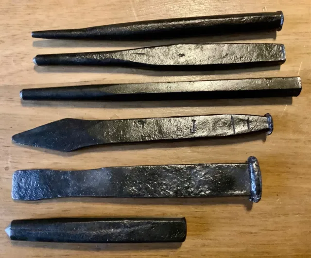 outils anciens, lot de ciseaux de tailleur de pierre fait dans des limes... 3