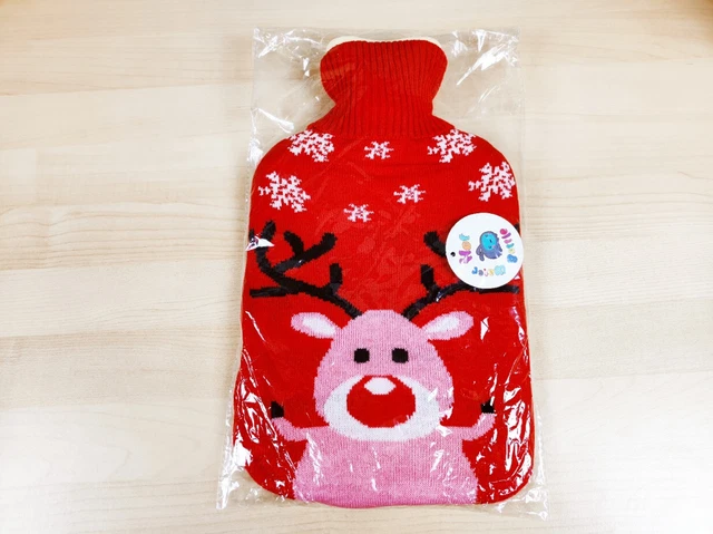 Hot Water Bottles with Cover ( Deer Baby), 2 Litre, Washable Knit Bag, Christmas