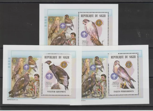 Niger 2002 Fauna Vögel - Lions - Scout Rotary 3 Bf MNH I MF121853