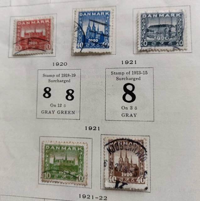 Denmark 1920/21 Set of Reunion with Northern Schleswig + 5 King Christian X Used