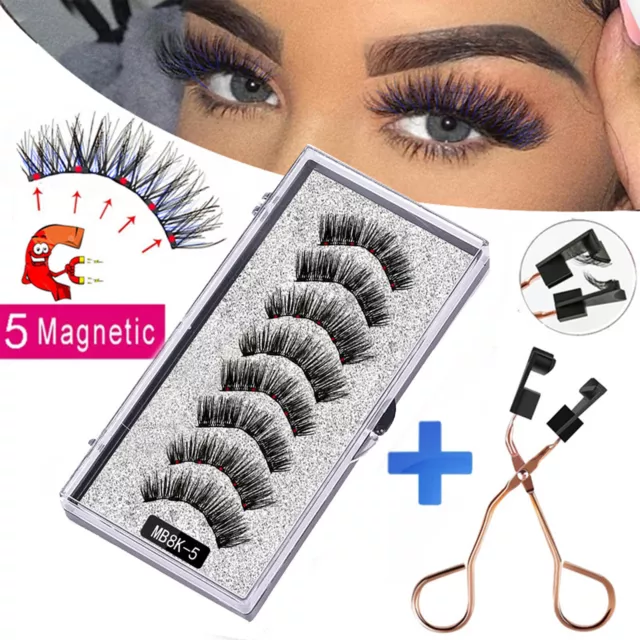 Professional 4 Pairs Magnetic Eyelashes Fake False Lashes Set Kit + Applicator