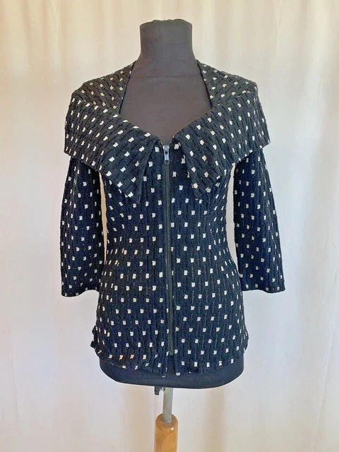 Elana Kattan Black White Mesh Blouse - size Extra Small