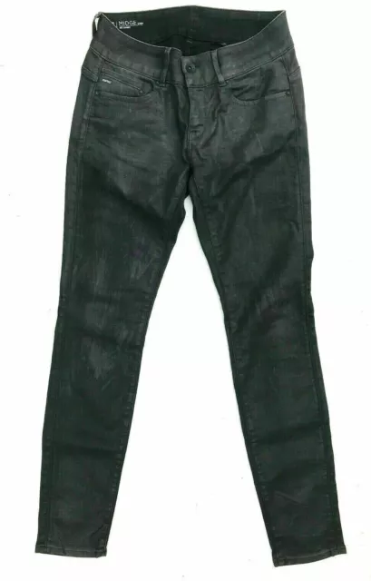 .G-Star 'MIDGE CODY MID SKINNY WMN' Black Coated Slander Denim W28 L30 AU10